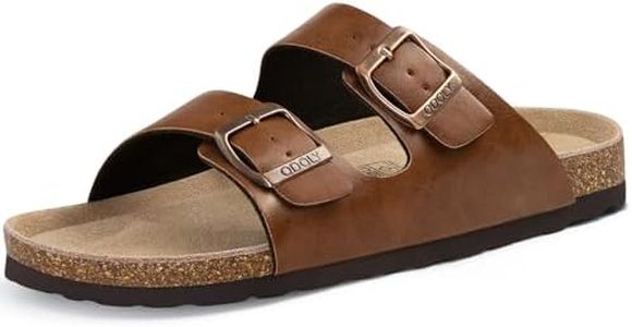 ODOLY Unisex Cork Footbed Slide Sandal, Arch Support Summer Outdoor Sandals with Adjustable Buckle for Women and Men,Gold Bronze Oily 46(13.5-14 Women/12-12.5 Men)
