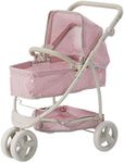 Olivia's Little World - Polka Dots Princess 2-in-1 Baby Doll Stroller - Pink/Gray, Doll Pram (OL-00009)