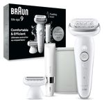 Braun Hair Removal Device for Women, Epilator & Electric Razor, Silk-épil 9, Pivoting Head, Wet and Dry, Includes Body Trimmer, Shaver Head and Trimmer Comb, SES9-441