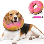 KIKNIN Inflatable Dog Cone Collar, Protective Recovery Collar Cone for Small Medium Large Dogs and Cats, Soft E-Collar Dog Donut Cone Alternative After Surgery (Pink, Medium+)