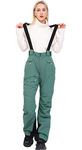 fit space Women's Snow Ski Insulated Bib Pants Windproof Waterproof Breathable Pants with Detachable Suspenders for Snowboarding(Bamboo Cyan,XL)