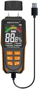 Rechargeable Wood Moisture Meter, Pin-Type Moisture Detector with Backlight LCD Display Water Leak Detector, Digital Moisture Tester for Lumber, Firewood, Walls, Caravans