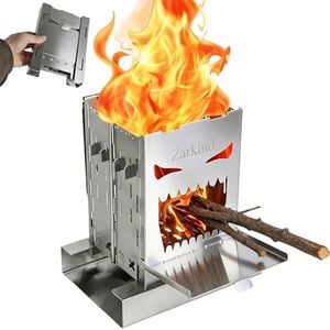 Zarkind Survival Stove for Camping Cooking, Portable Wood Burning Stove, Stable Stainless Steel Foldable Camp Stove, Emergency Outdoor Cooking Stove No Gas Required, Compact Bushcraft Stove