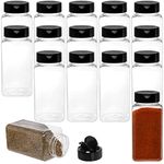 Tosnail 16 Pack 17 Fluid Oz Clear Plastic Spice Jars Spice Containers Spice Bottles Seasoning Organizer with Black Lids