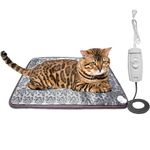 WOWOHA Pet Heating Pad for Cats Electric Heated Bed Mat for Kitty Waterproof Cat Warming Pad Outdoor Pet Heated Pad (18" * 18" Rose)