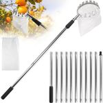 HASTHIP® Fruit Picker Pole 13.78ft Assemble Fruit Picker with Mesh Basket Stainless Steel Steel Fruit Picker Labor-saving Fruit Picker High Tree Fruit Picker Fruit Plucker for Orchard