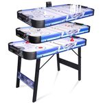 HLC 3 in 1 Air Hockey Table Foldable 4FT Powered Electronic Hockey Game Table with Shuffleboard,Bowling Indoor with All Accessories for Adults and Kids