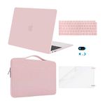 MOSISO MacBook Air 13 inch Case 2019 2018 Release A1932 Retina Display, Plastic Hard Shell & Sleeve Bag & Keyboard Cover & Webcam Cover & Screen Protector Compatible with MacBook Air 13, Rose Quartz