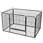 FEANDREA Metal Pet Playpen, Puppy Playpen, Dog Enclosure, Pet Exercise Panels, Grey UPPK04GY