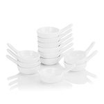 MALACASA Ramekins Set of 12, 20ML Porcelain White Dipping Bowls Mini Creme Brulee Ramekins Soufflé Dishes Baking Dish for Serving Dip, Custard, Ice Cream, Oven Safe