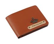 AICA Personalized Name & Charm Leather Mens Wallet (TanBrown)| Customize Combo Corporate Office Gifts for Men Staff Employees Clients Colleagues Friend