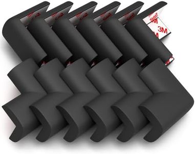 12-Pack Baby Proofing Corner Protectors, Furniture Corner and Edge Safety Bumpers, Soft Rubber Foam Cushion Covers, 3M Taped Corner Guards, Baby Child Proofing Pads, Table Corner Covers, Black