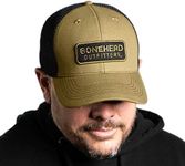 Bone Head Outfitters Drab Patch Hat- Olive/Black Twill Structured Adjustable Snapback Trucker