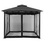 2024 New Gazebo Mo-squito Net Outdoor Gazebo Netting Screen Replacement Universal 4-Panel Sidewalls with Zipper Waterproof Mo-Squito Netting (12' x 12', Black)