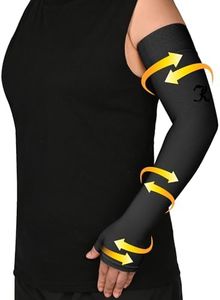 KEKING Lymphedema Compression Arm Sleeve with Gauntlet for Women Men, 20-30 mmHg Medical Graduated Compression Arm Brace, Full Arm Support Brace for Pain Relief, Arthritis, Swelling, Single Black 3XL