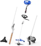 WILD BADGER POWER 26cc Weed Wacker Gas Powered, 4 in 1 String Trimmer, Wheeled Edger, Hedge Trimmer and Brush Cutter Blade, Multi Yard Care Tools, Rubber Handle & Shoulder Strap Included