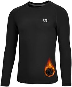G Gradual Youth Boys Compression Thermal Shirt Long Sleeve Fleece Undershirt for Boy Football Baseball Soccer Base Layer(Black,S)