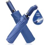 COSTAR Automatic Umbrella with Light Design Foldable - 3 Fold UV Protection UPF50 Umbrella with Travel Cover for Women Men Kids (Blue)