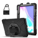 Blllue Case for Samsung Galaxy Tab Active Pro 10.1 Inch SM-T540/SM-T547, 360 Degree Swivel Kickstand Hand Shoulder Strap Shockproof Rugged Protective Case, Black