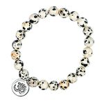 Young & Forever Gift D'vine Lotus Lion Tiger Charm Crystal Natural Stone Reiki Yoga Bracelet for Mens Women (Dalmatian Jasper)