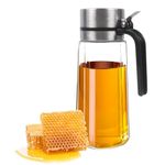 Gzsekken Syrup Dispenser,Honey Dispenser Glass Coffee Syrup Dispenser with No Drip Stainless Pour Spout，Large Syrup Dispenser Glass Coffee Station Accessories for Coffee Bar for Salad Cooking