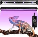 LED UVB Light for Reptiles, 16 inch UVA UVB Reptile Light Fixture with 4 Auto Ferguson Zone Modes & Dimming, 15W Aluminum Smart Habitat Lamp for Bearded Dragons, Turtles, Snakes, Leopard Geckos