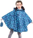 AIWUHE Kids Rain Poncho Cartoon Raincoat Jacket Cute Rain Coat Toddler Boys Girls Rain Cape Light Waterproof Hoodie Outwear, D-blue Flower, 3-5 Years