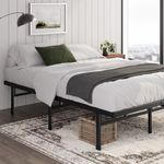 Zinus Justin Single Bed frame - Bed 90x190 cm - 36cm Height - Metal bed frame with Underbed storage and steel slat support - Black