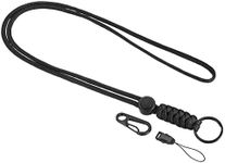 PATIKIL Paracord Lanyard 20.5 Inch, Necklace Keychain Cord Metal Clasp Hook Ring Strap for Keys Whistle ID Card Badge Holder, Black