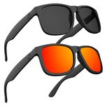 MAXJULI Polarized Sunglasses for Men and Women with Big Heads,UV400 Protection Rectangular Sun Glasses,Ideal for Driving Cycling and Running 8806（Grey+Red）