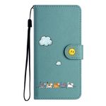 Jeffene for iPhone 13 (6.1 inch) Case,PU Leather Flip Wallet Cover with [Kickstand][TPU Inner Shell][Card Holder],Green&Cat