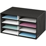 Bankers Box Decorative Eight Compartment Literature Sorter, Letter, Black/Gray Pinstripe (6170301)