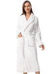 Rosyline Robe for Women Womens Kimono Fleece Bathrobe Plush Long Warm Robe White S