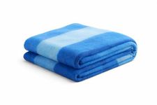 Handmade Ecuadorean Alpaca Wool Blankets/Throws (Light Blue Stripe)