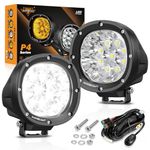 Auxbeam 4 Inch 90W Round LED Offroad Lights 2PCS 9000LM LED Light Pods Round LED Driving Lights Spot Flood Work Fog Light with Wiring Harness for Truck Pickup SUV ATV UTV 4x4 Jeep(White Beam)