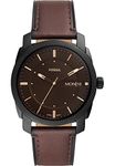 Fossil Watch for Men Machine, Quartz Movement, 42 mm Black Stainless Steel Case with a Pro-Planet Leather Strap, FS5901