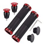 TPR Rubber Bike Handlebar Grips, Professional Double Lock on Grips, Non-Slip Mountain Bike Grips with Aluminum Lock,Work as Scooter Grips, BMX Grips and MTB Grips, for Foldable Pit Bike Urban Bicycles