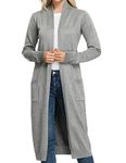 GRACE KARIN Women's Long Sleeve Open Front Long Maxi Longline Duster Coat with Pocket(L,Light Gray)