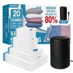 20 Vacuum Storage Bags with Electric Pump, Vacuum Sealed Storage Bags (3Jumbo/3Large/7Medium/7Small), Space Saver Vacuum Seal Bags for Clothing, Comforters, Pillows, Towel, Blanket Storage, Bedding