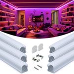 Muzata 6Pack 3.3FT/1M Excellent Spotless LED Channel System with Milky White Cover Silver Aluminum U Shape LED Channel for LED Strip Lights U108 WW