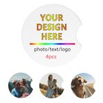 Personalized Car Coasters Custom Car Cup Holder Coaster Design Your Image Text Logo Picture Customized Car Coasters Cup Mats for Drinks Personalized Car Decor Photo Gifts (Round, 4 pcs)