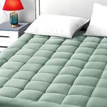 EASELAND California King Mattress Pad Pillow Top Mattress Cover Quilted Fitted Mattress Protector Long 8-21" Deep Pocket Cooling Mattress Topper (72x84 Inches, Pale Aqua)