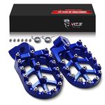 MZS Dirt Bike Foot Pegs, CNC Motocross Footpeg MX Footrest Rest Pedal Blue Compatible with YZ65 YZ85 YZ125 YZ250 YZ250F YZ125X YZ250X YZ426F YZ450F YZ450FX YZ250FX WR250F WR450F