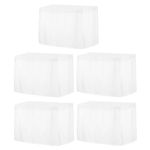 MECCANIXITY 5 Pack White Plastic Table Skirts, 29 in x 14 Ft Table Skirts for Rectangle Tables, Disposable Table Covers for Birthday Wedding Party