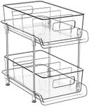 HIHEGD 2 Tier Bathroom Storage Organizer with Dividers, Clear Under Sink Organizers and Storage Pull Out Cabinet Organizer for Bathroom Kitchen Pantry Storage, Medicine Cabinet Organizer