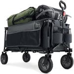 TIMBER RIDGE Festival Trolley on Wheels with Adjustable Handle, 200L Collapsible Wagon Cart for Camping Outdoor Picnic Beach Garden, Heavy Duty Foldable Hand Truck, Large Capacity, Grey