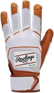 Rawlings Baseball Adult Battery Gloves Patch Logo Batting Gloves WH22BG Camel/White USA L