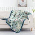 Greenland Home Pavona Velvet Garden Throw Blanket, 50x60-inch, Jade