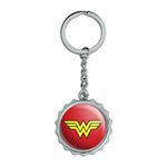 Wonder Woman Classic Logo Keychain Chrome Plated Metal Pop Cap Bottle Opener