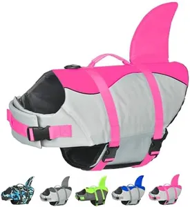Doglay Dog Life Jacket, Ripstop Cute Shark Dog Life Jacket with Superior Buoyancy and Rescue Handle, Adjustable Dog Life Vests for Swimming Boating, Pet Flotation Vest for Small Medium Large Dogs